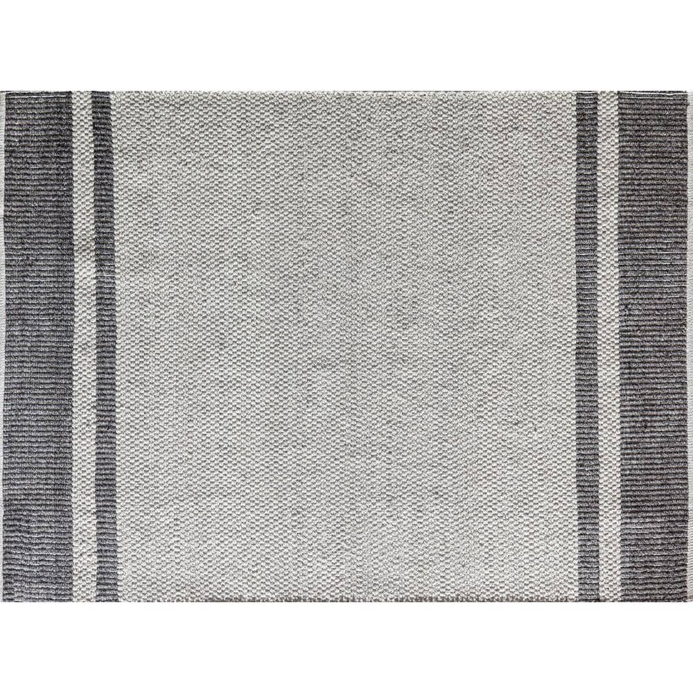 Gray and Taupe Handwoven Wool Cotton Stripe Area Rug 5' x 7'