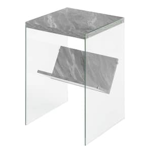 SoHo 15.75 in. W Gray Faux Marble and Glass 23.75 in. H Rectangle Particle Board End Table with Shelf
