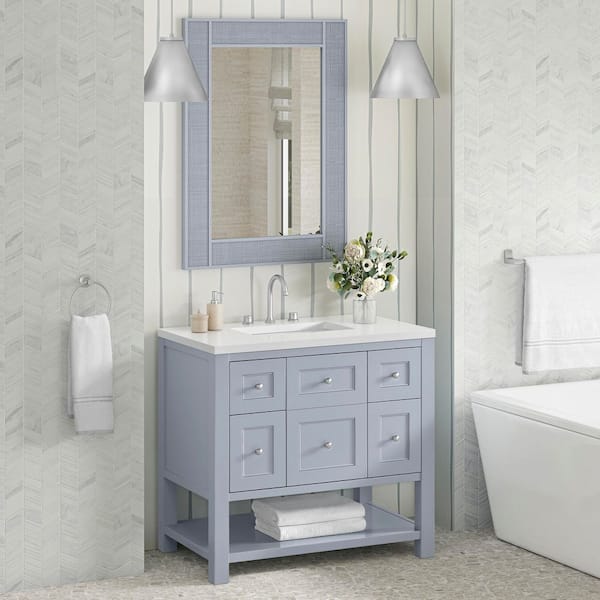 Solene 28.0 in. W x 38.0 in. H Retangular Framed Wall Bathroom Vanity Mirror in Serenity Blue