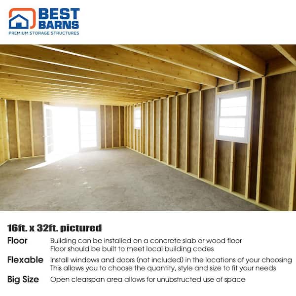 Best Barns - Handcrafted Homestead XL 16 ft. x 28 ft. Two-Story Wood Barn Kit with Loft (Staircase Included)