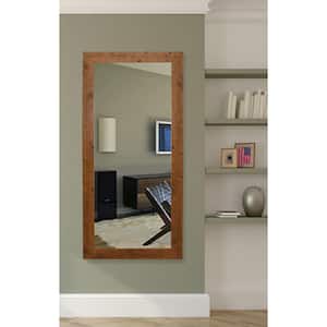 25 in. W x 60 in. H Framed Rectangular Bathroom Vanity Mirror in Light Brown