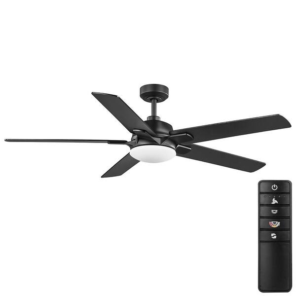 Home Decorators Collection Greenhaven 60 in. White Color Changing LED Matte Black Smart Ceiling Fan with Light Kit and Remote Powered by Hubspace