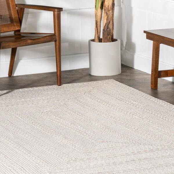 Rowan Braided Texture Ivory 7 ft. 6 in. x 9 ft. 6 in. Indoor/Outdoor Oval  Rug