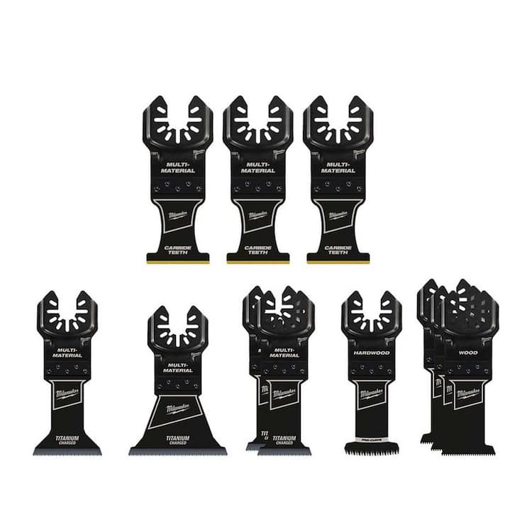 Milwaukee 1-3/8 in. Carbide Univ. Fit Xtreme Wood &amp; Metal Cutting Multi-Tool Osc Blade TPI &amp; Osc Multi-Tool Blade Kit (11-Piece)