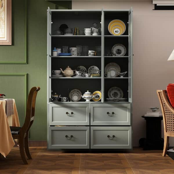 FUFU&GAGA 47.2 in. W x 78.7 in. Tall 8-Shelf Gray Wood Standard 