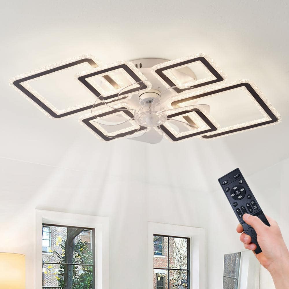 33 in. Flush Mount Fandelier Ceiling Fan Light, Remote/App Control, Dimmable 3-Color, Reversible DC Motor, Timer, Black price history on PriceWatchPro