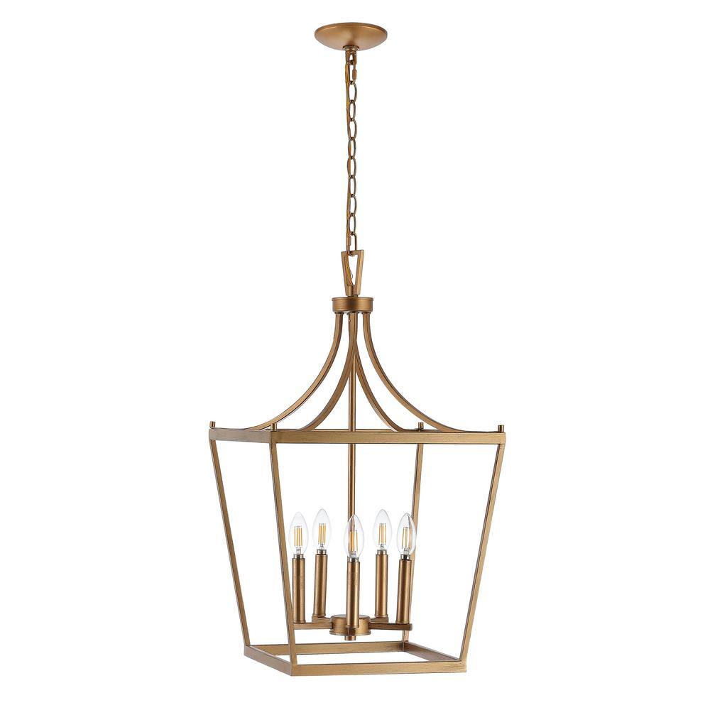 Contemporary Gold Pagoda-Style 16" LED Pendant Light