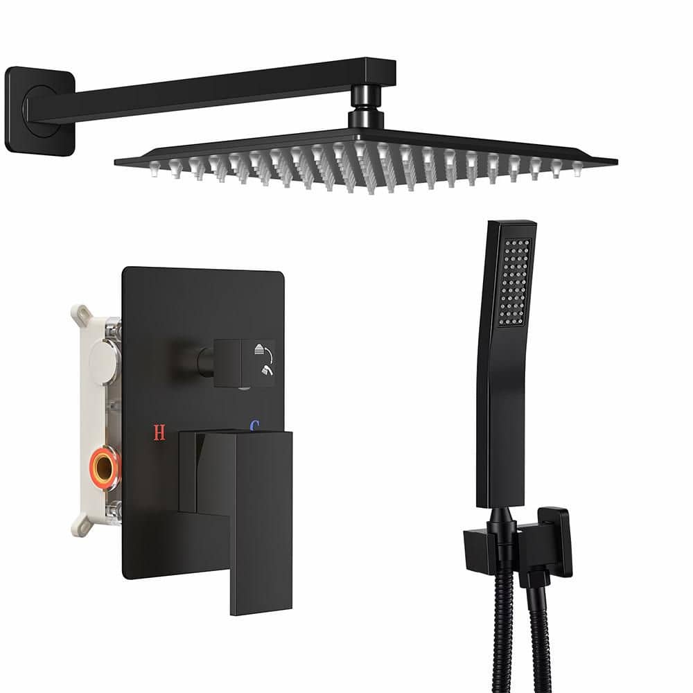 Single Handle 2-Spray Shower Faucet 10 in. with 1.8 GPM in Black 304 Stainless Steel,360° Adjustable,Valve Included price history on PriceWatchPro