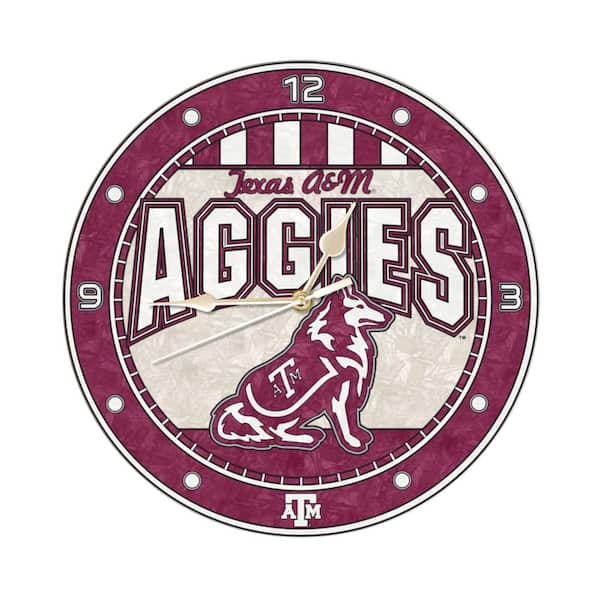 The Memory Company NCAA - 12 in. Texas A M Art Glass Clock