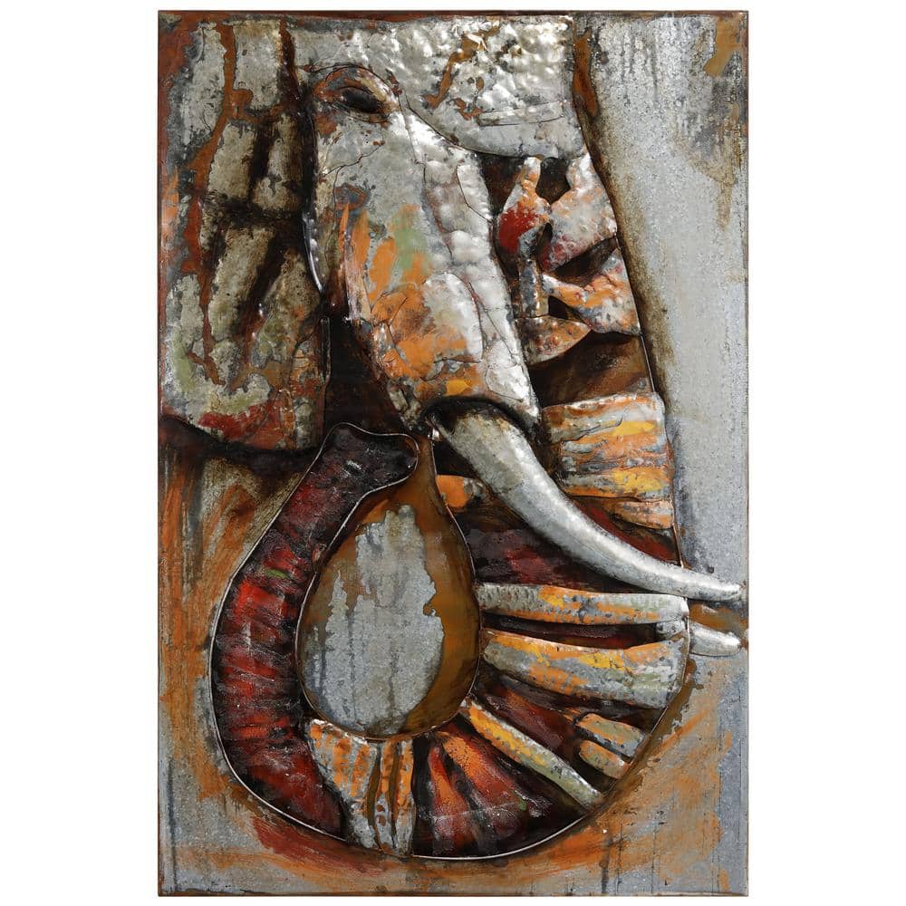 Large Mixed Media Abstract Elephant Canvas Wall Art