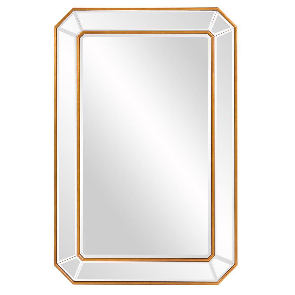 Elegante Full-Length Gold Trimmed Wood Rectangular Mirror