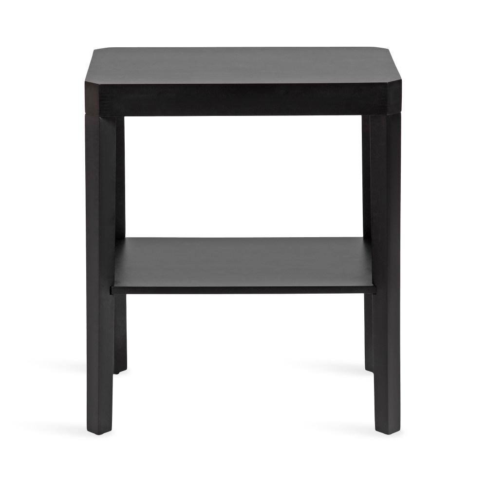 Black Solid Mango Wood Rectangular End Table with Shelf