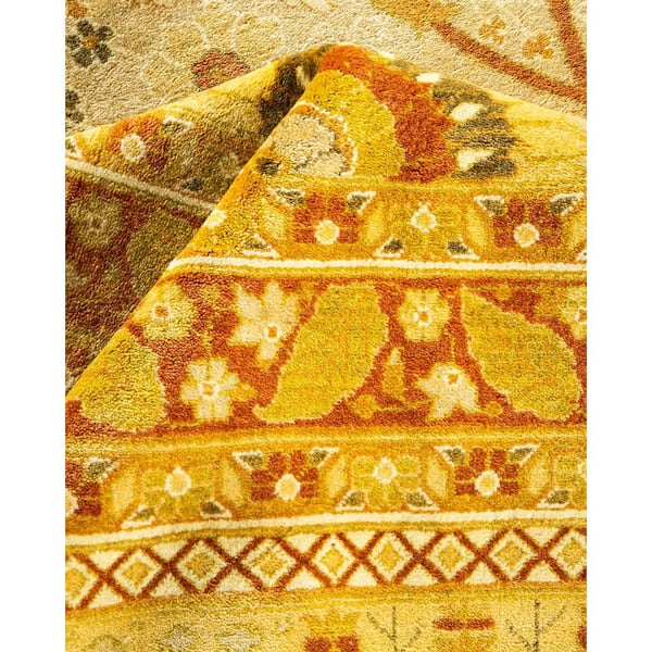 Mogul Ivory 9 x 12 Oriental Wool Indoor Area Rug