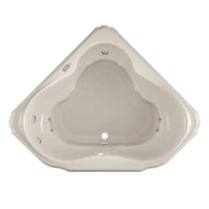 Marine 60 in. x 60 in. Neo Angle Combination Bathtub with Center Drain in Oyster