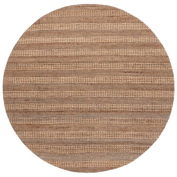 Natural Fiber 7 ft. x 7 ft. Natural/Brown Striped Round Area Rug