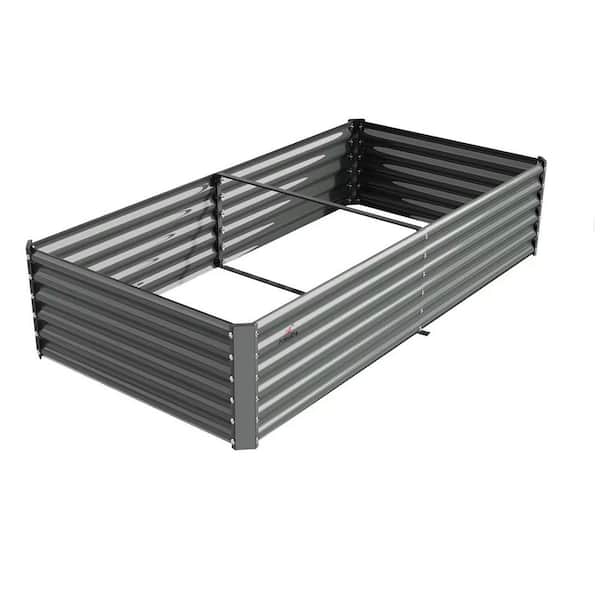 Cesicia 8 ft. L x 4 ft. W x 1.5 ft. H Gray Rectangular Galvanized Steel Raised Garden Bed Above Ground Modular Planter Boxes