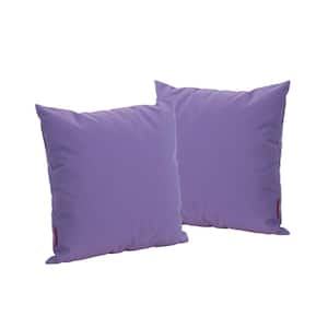 Kaffe Purple Solid Polyester 18 in. x 18 in. Outdoor Patio Throw Pillow (Set of 2)