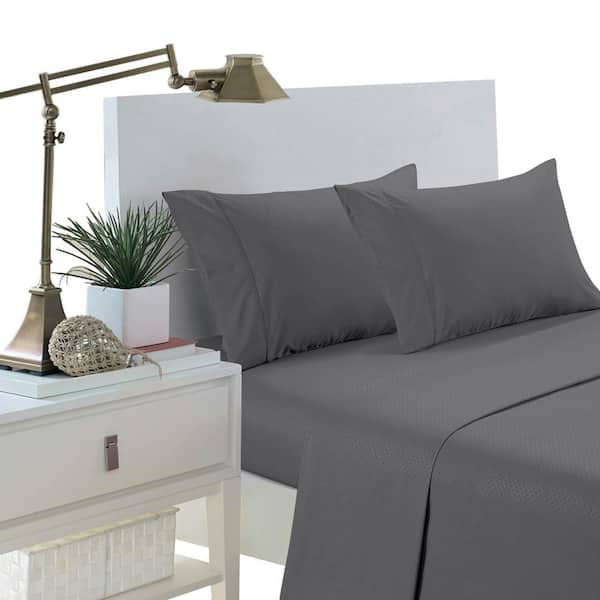 Brushed Extra Soft 1800-Series Twin Gray Luxury Embossed Deep