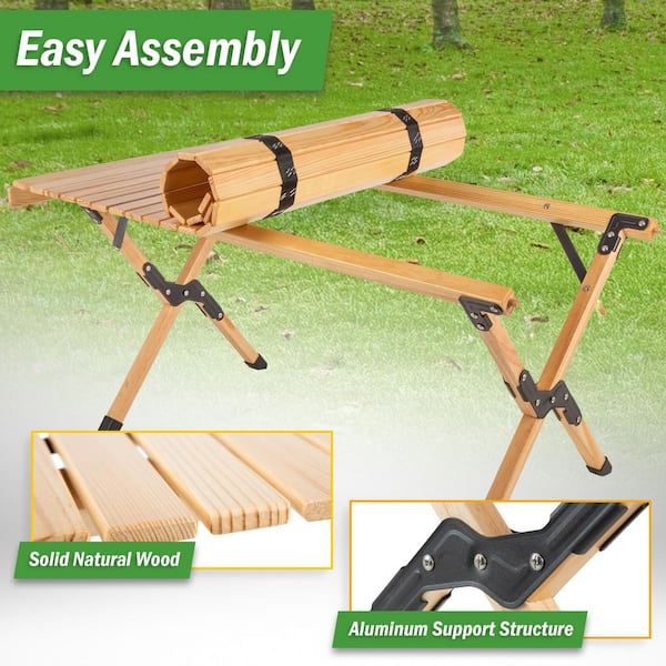 Wakeman Outdoors 23.75 in. Mocha Rectangle Portable Camping Wood