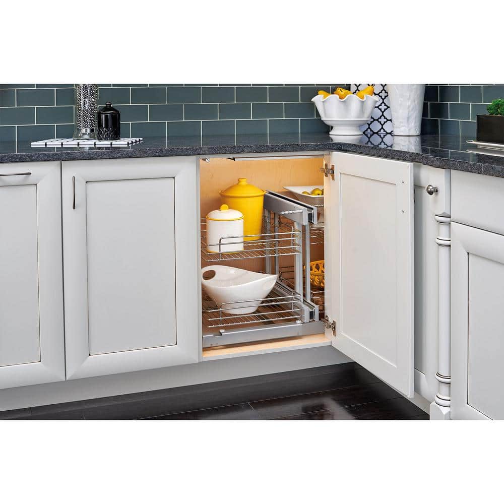 Chrome 15" Pullout Blind Corner Kitchen Cabinet Organizer