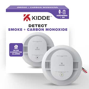 Hardwired Smoke and Carbon Monoxide Detector, AA Battery Backup, Interconnectable and LED Warning Lights