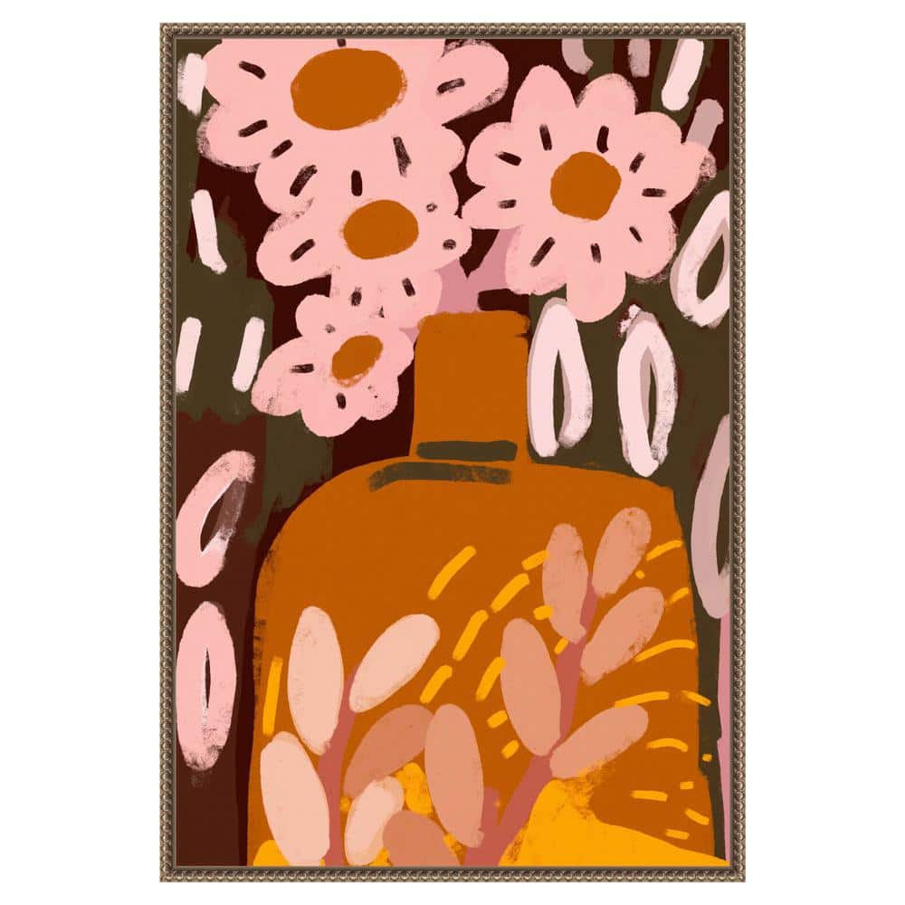 33"x23" Pastel Floral Abstract Canvas Print with Bronze Frame