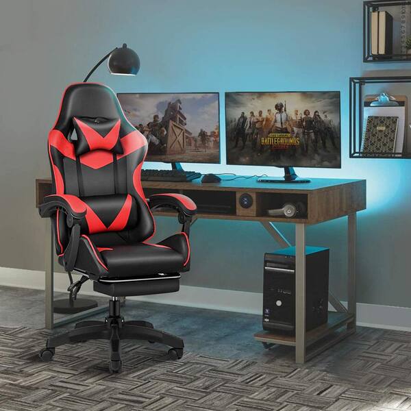 cadeninc Red Leather Swivel Recliner Ergonomic Office Computer