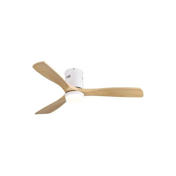 SerenityShine Blade Span 52 in. Indoor Flush Mount White Ceiling Fan with LED Bulb Included with Remote Included