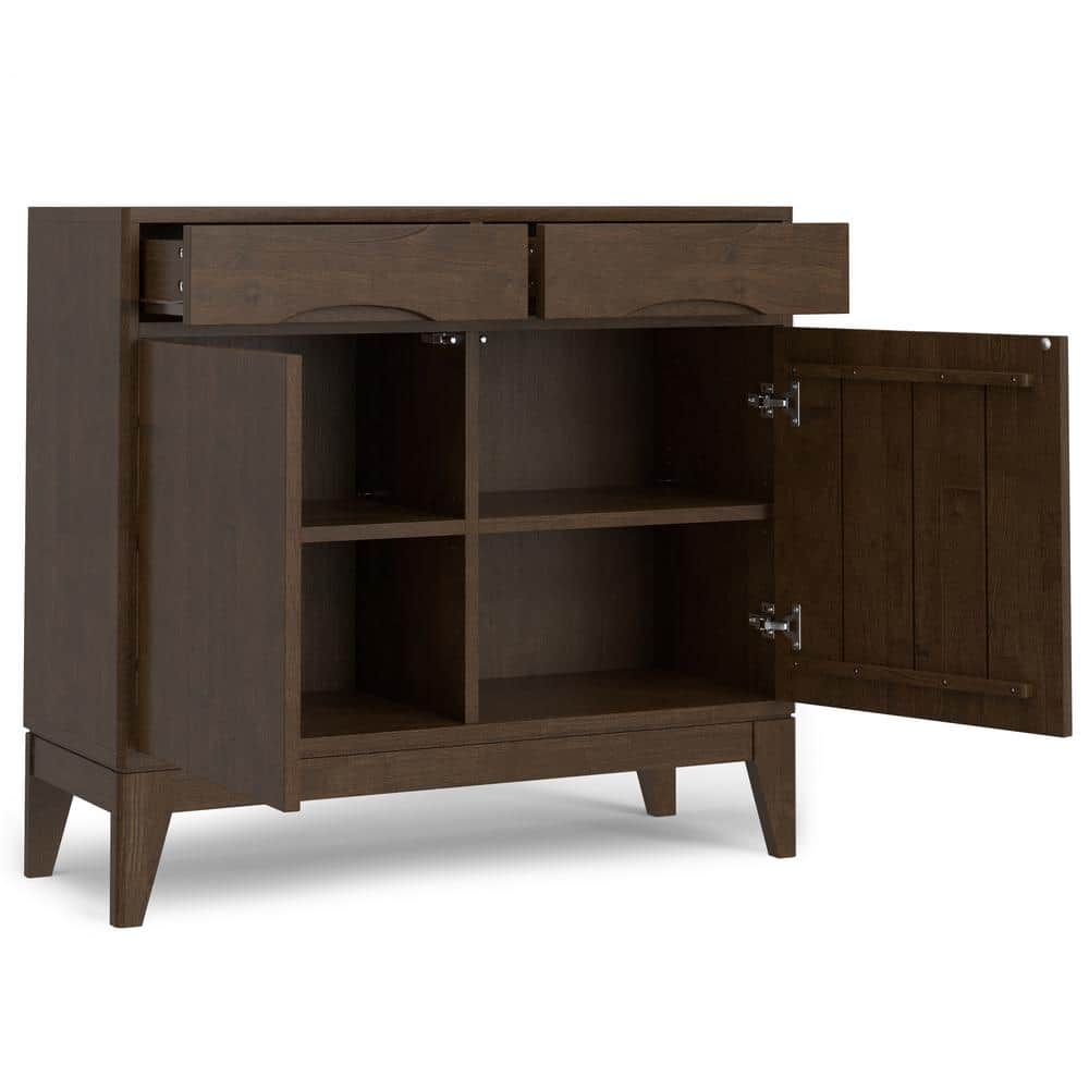Walnut Brown Solid Wood Freestanding Office Cabinet with Adjustable Shelving