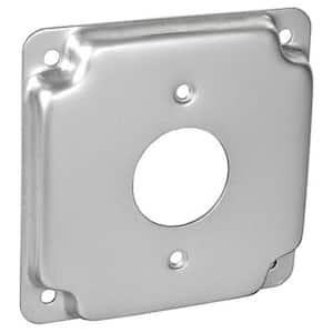 4 in. Steel Metallic Square Box Surface Cover Single Duplex Receptacle (1-Pack)