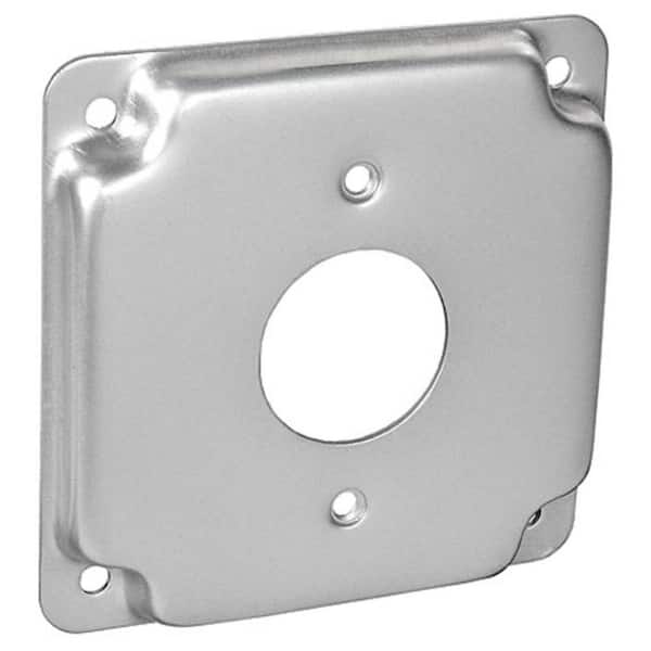 Southwire 4 in. Steel Metallic Square Box Surface Cover Single Duplex Receptacle (1-Pack)