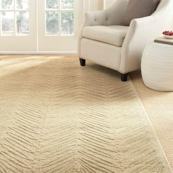 Martha Stewart Chevron Leaves Oolong Tea Green 8 ft. x 10 ft. Chevron Area Rug