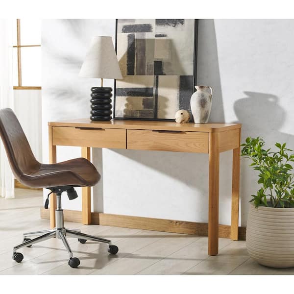 Gabrietta 48 in. Natural/Black 2-Drawer Desk