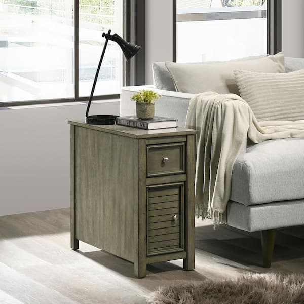 NEW CLASSIC HOME FURNISHINGS New Classic Furniture Samson 12 in. Gray Rectangle Solid Wood End Table with 1-Drawer