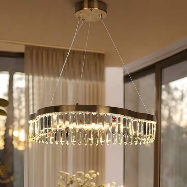 LNC Alastair 1-Light Dimmable Integrated LED Plating Brass Chandelier with Crystal Accents