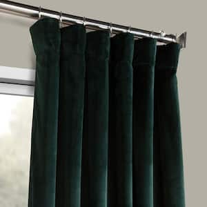 Forestry Green Velvet Rod Pocket Room Darkening Curtain - 50 in. W x 84 in. L