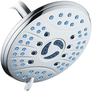 6-Spray Patterns 2.5 GPM 7 in. Single Wall Mount Fixed Shower Head with High-Pressure Antimicrobial in Chrome