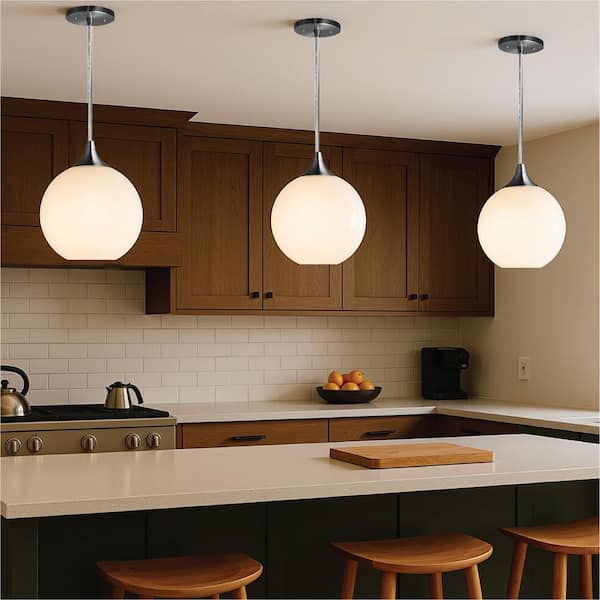 SOLUS 16 in. Brush Nickel Globe Penda...