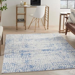 Whimsicle Gray Blue 6 ft. x 9 ft. Abstract Contemporary Area Rug