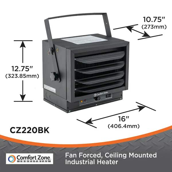 Comfort Zone Btu Industrial Fan Heaters Electric Furnace With Wide Air Distribution Cz2bk Eu