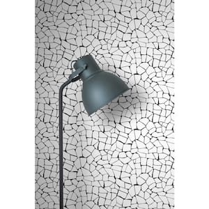 Black and White Mosaic Stone Vinyl Peel and Stick Wallpaper Roll (Cover 30.75 sq. ft.)