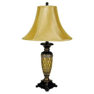 28 in. Black Standard Light Bulb Urn Bedside Table Lamp