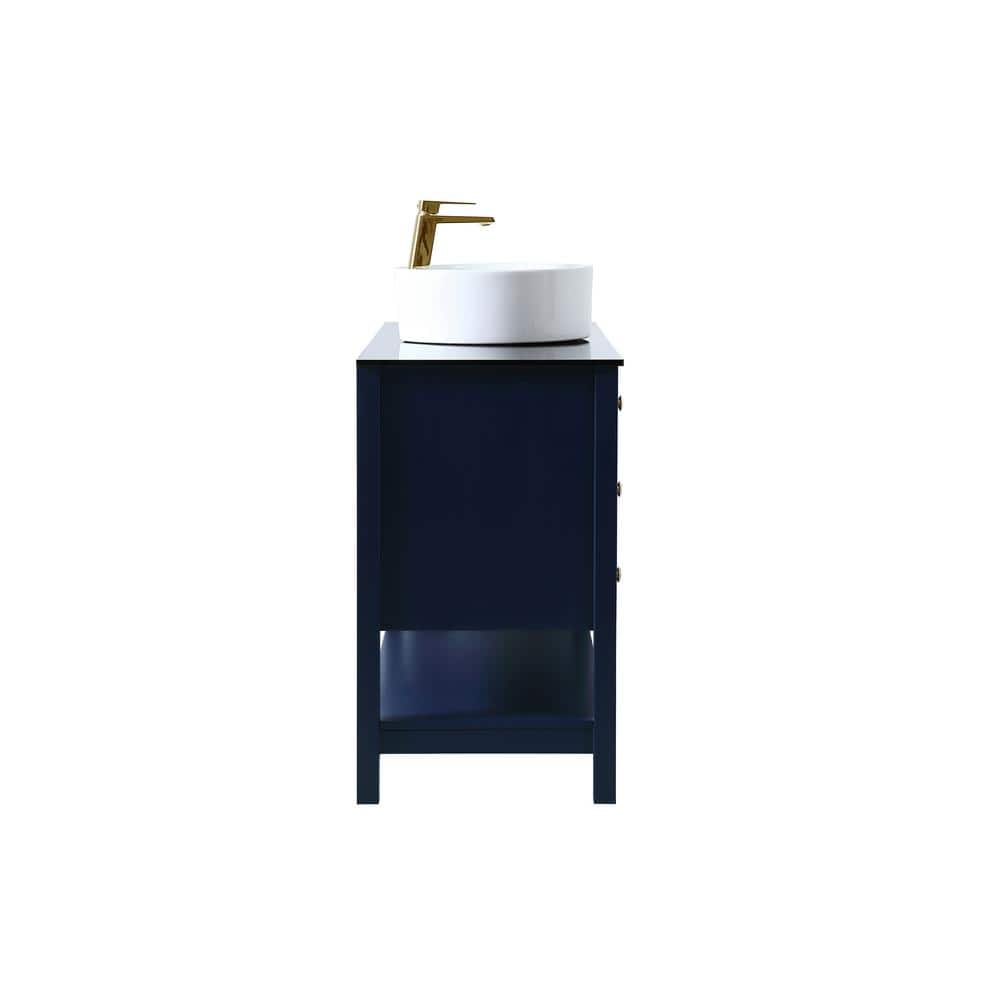 Blue 48" Steel and Porcelain Freestanding Bathroom Vanity