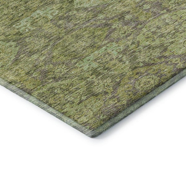 Mayfield Premium Machine Washable Abstract AMF1084 Green 2 ft. x 3 ft. Area Rug