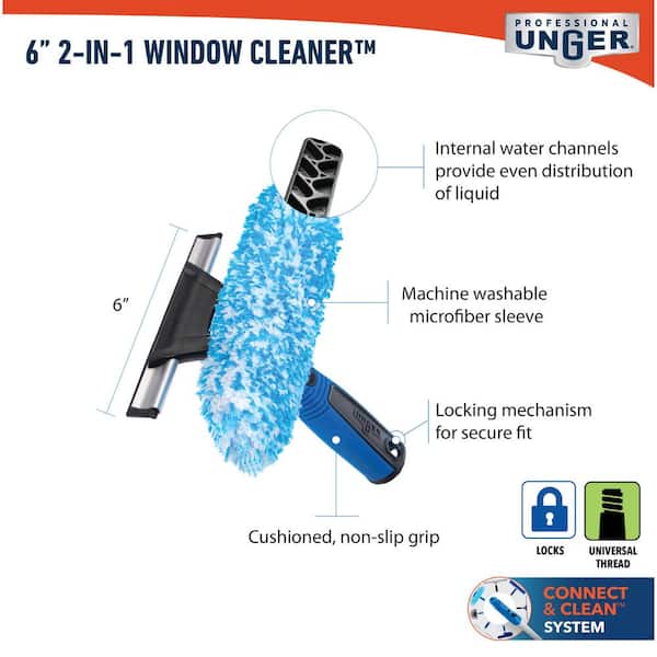 Unger Professional 14 Window Cleaning Tool: 2-in-1 Microfiber