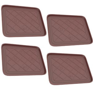 Brown 15.5 in. x 19.75 in. Small Recycled Polypropylene All Weather Boot Tray (4-Pack)