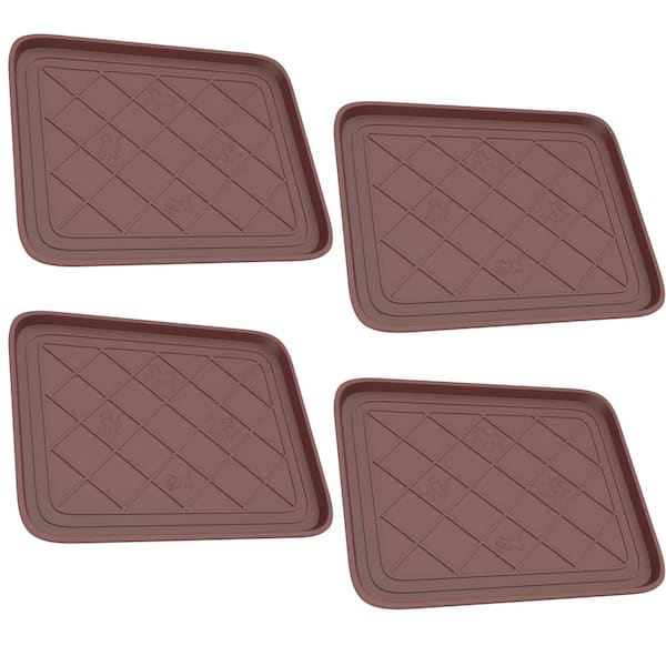 Stalwart Brown 15.5 in. x 19.75 in. Small Recycled Polypropylene All Weather Boot Tray (4-Pack)