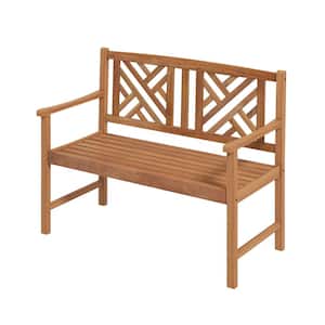 47.5-In 2-Person Natural Slatted Patio Acacia Wood Outdoor Bench