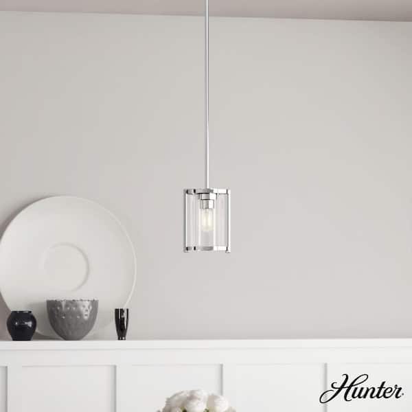 Hunter Astwood 1 Light Polished Nickel Cylinder Pendant Dining Room Light