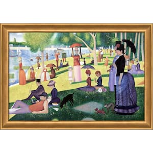 Sunday Afternoon on Island of La Grande Jatte by Georges Seurat Muted Gold Glow Framed People Art Print 28 in. x 40 in.